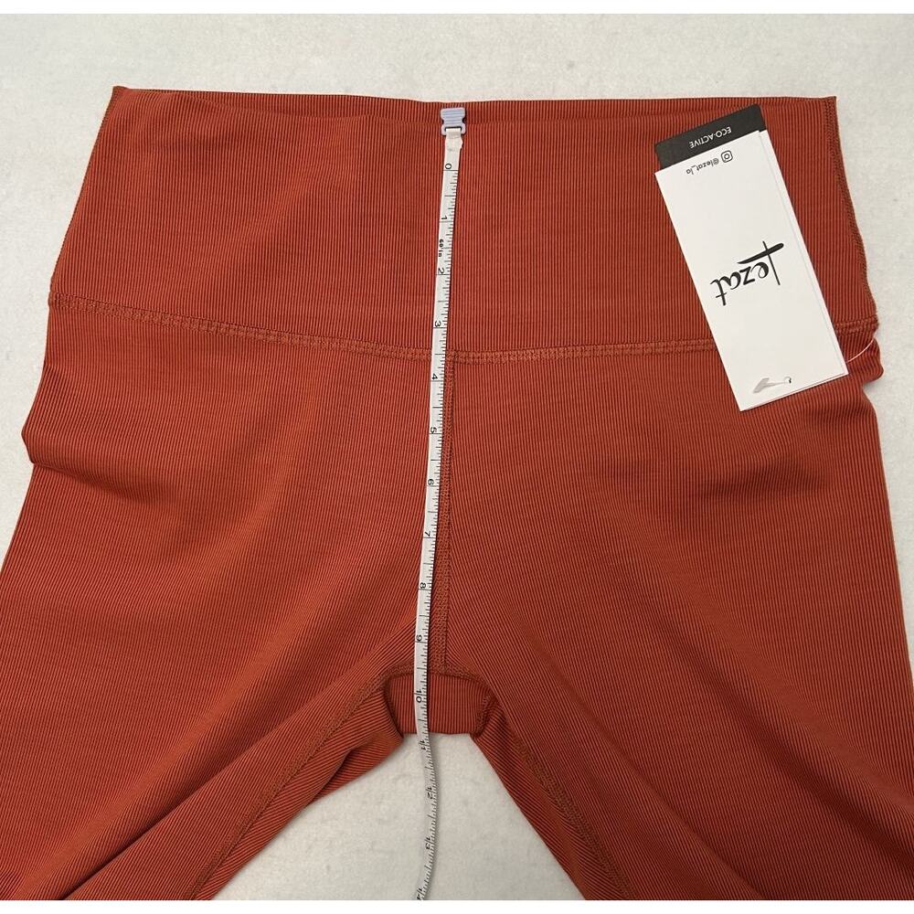 NWT Lezat Eco Active Textured Athletic High Waist Soft Rib Rust Leggings Large - Picture 8 of 11